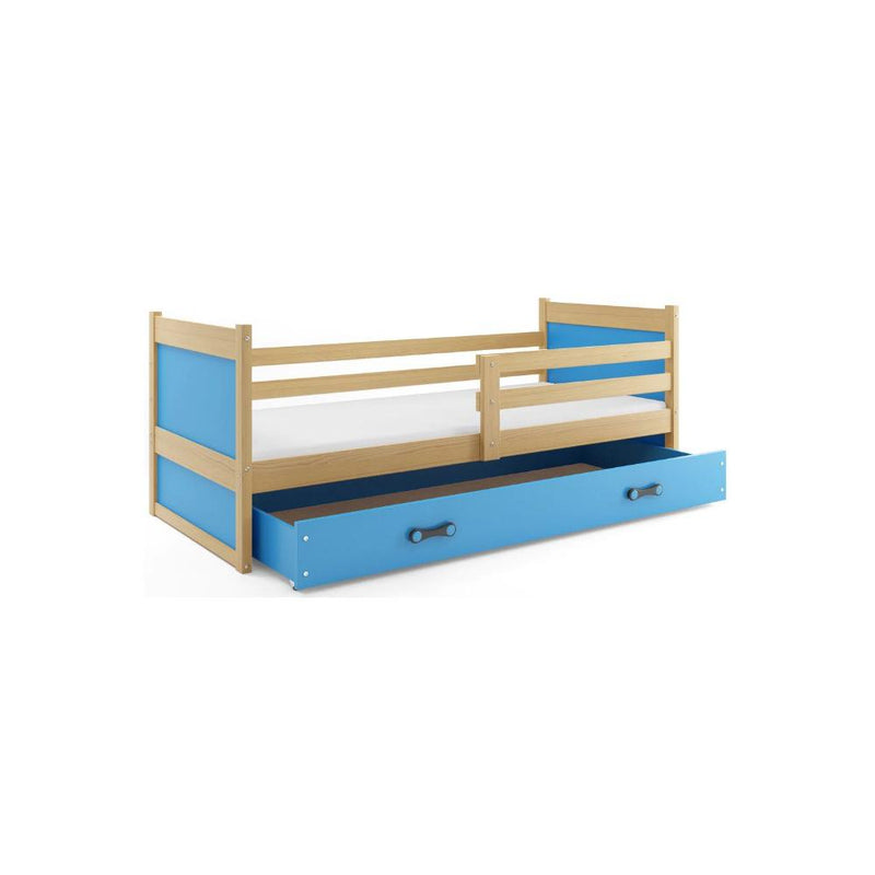 Детско легло с чекмедже, дъб/синьо Interbeds Rico 195 х 87 см