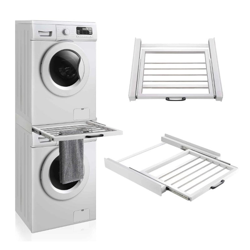 Универсална рамка за застъпване на пералня/сушилня със закачалка за кърпи - бяла