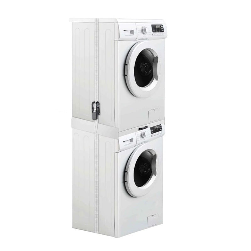 Универсална рамка за застъпване на пералня/сушилня със закачалка за кърпи - бяла