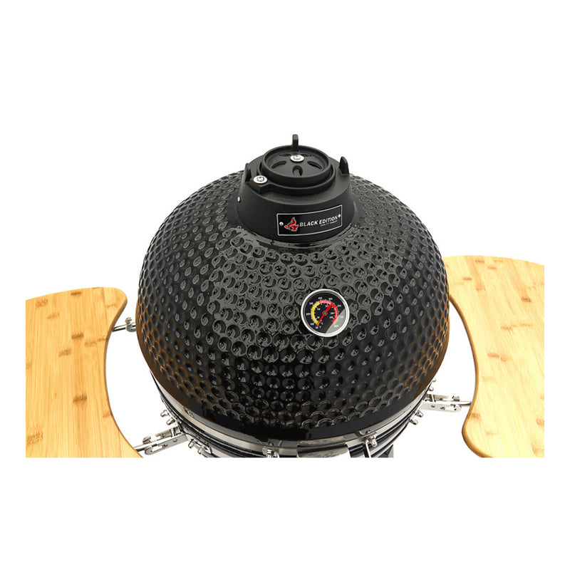 Керамичен грил за барбекю с капак - KAMADO BLACK EDITION 55 см