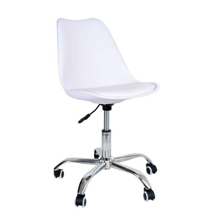 Подвижен стол с регулируема височина, бял