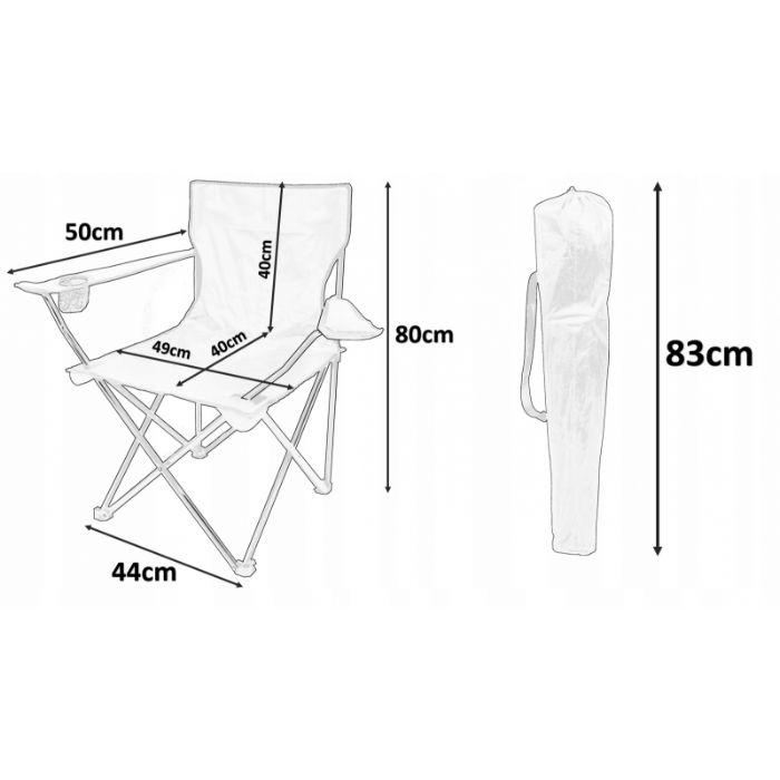 Сгъваем стол за къмпинг, риболов, черен 52х52х80 см