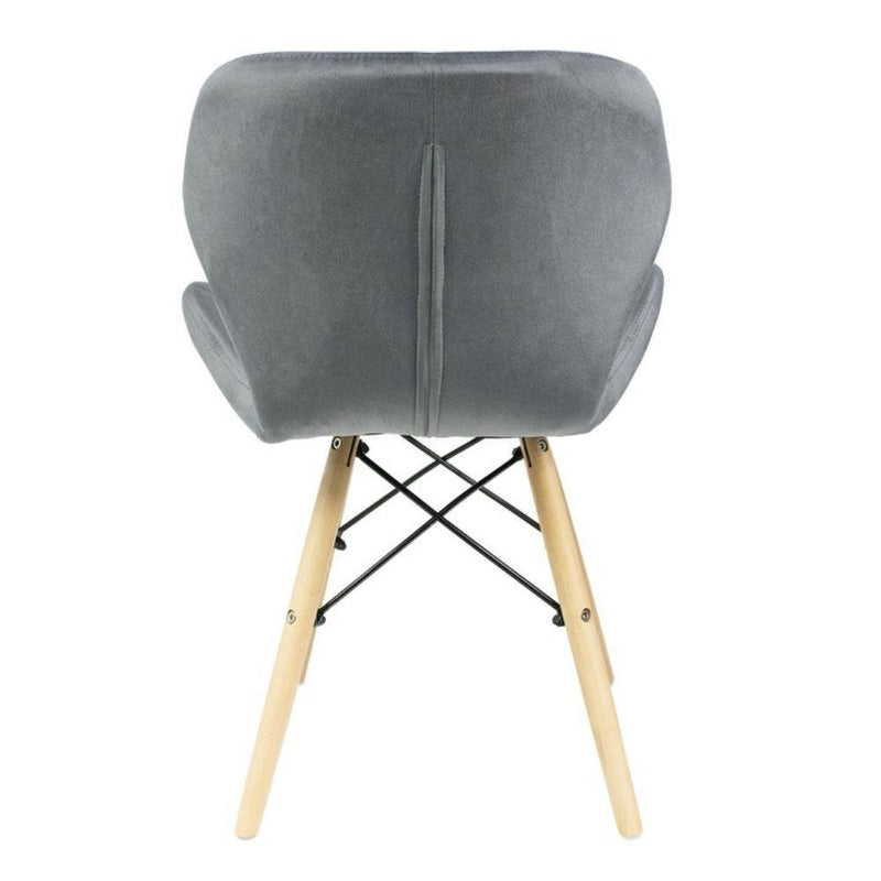Трапезен стол в скандинавски стил с велур, сив