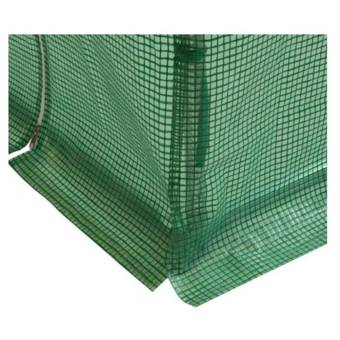 Оранжерия 7м2 със зелено градинско фолио и основа от поцинкована стомана, 3 отделения 3.5X2м