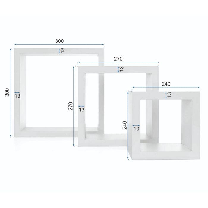 Комплект 3 окачени стенни рафтове, бял